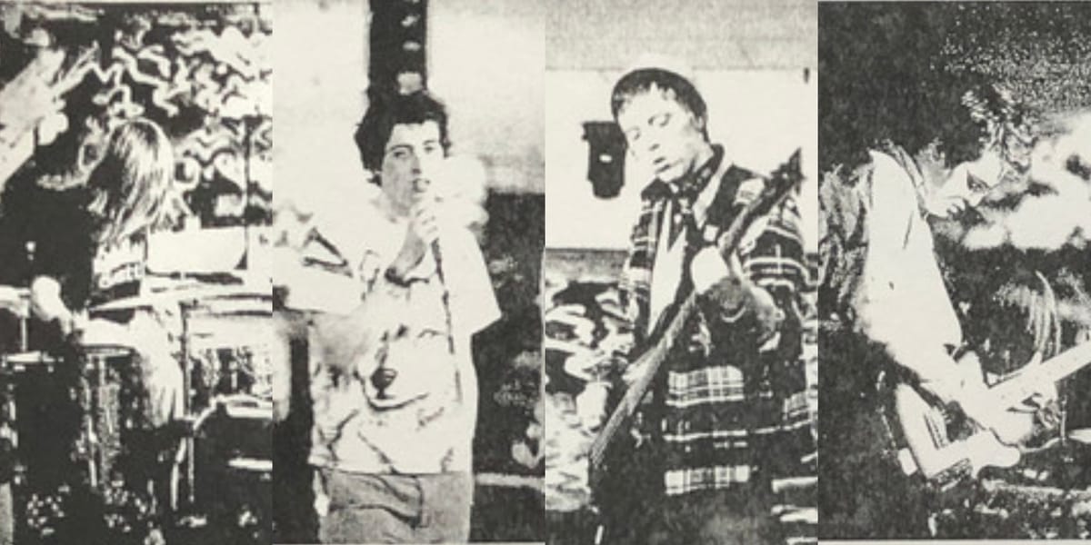 The Sleaze’s Will, Conor, Joe, and Mark, pictured on the back cover of Smokin' Fuckin' Cigs and Other Hit! (2008, Fashionable Idiots)