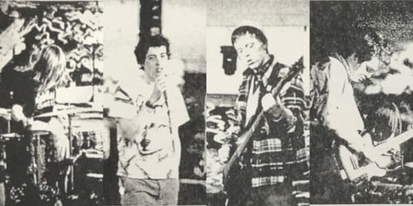 The Sleaze’s Will, Conor, Joe, and Mark, pictured on the back cover of Smokin' Fuckin' Cigs and Other Hit! (2008, Fashionable Idiots)